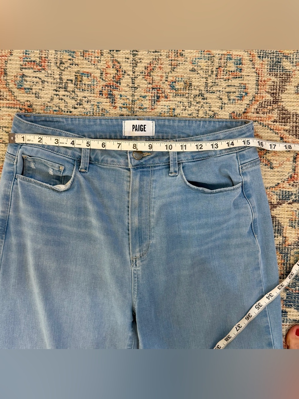 PAIGE Genesee Wide Leg Jeans 29 Ethel Light Wash High Rise Stretch Denim - Picture 12 of 14
